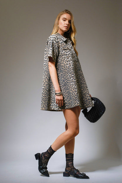 Leopard Denim Dress
