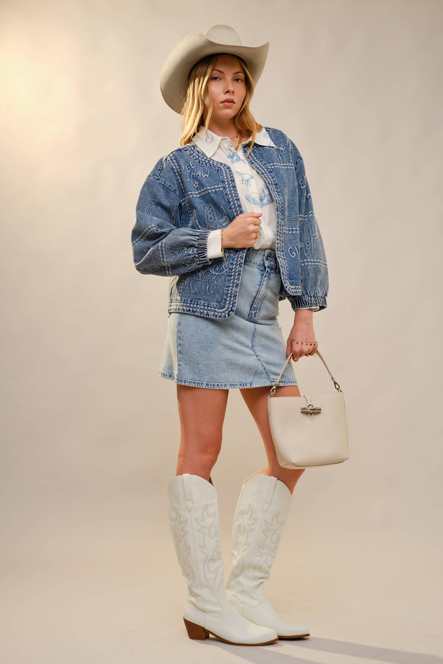 Western Puff Denim Jacket