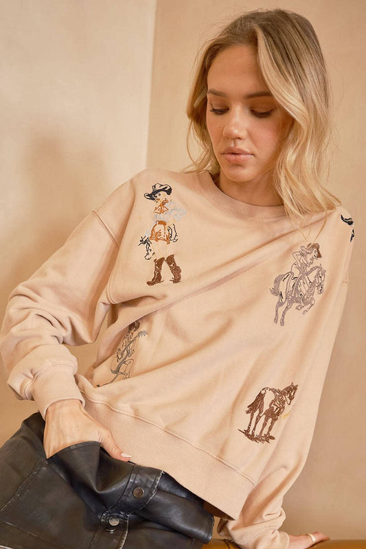 Western Sweatshirt Tan