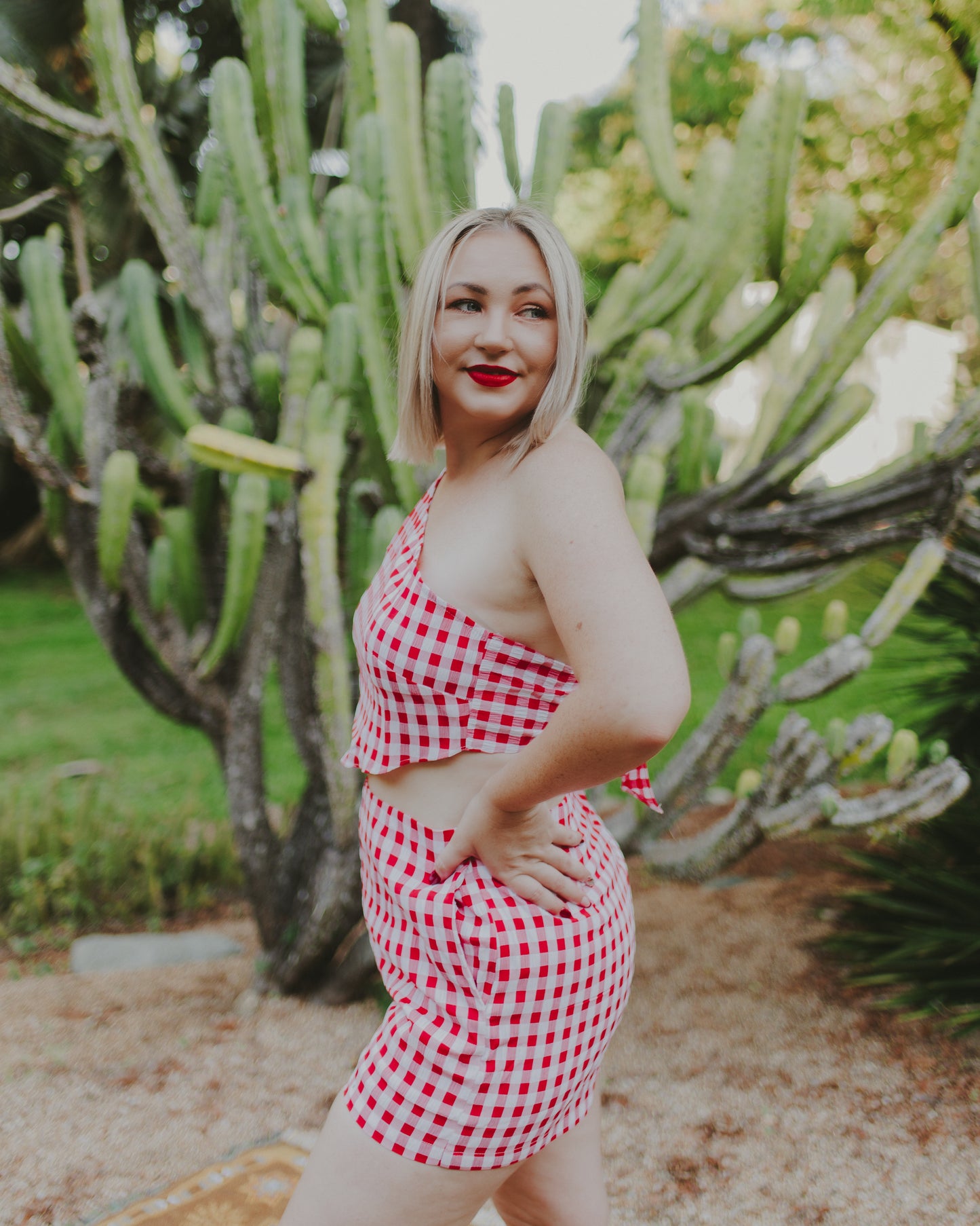 Red Gingham Crop