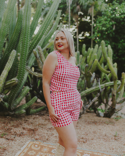 Red Gingham Crop