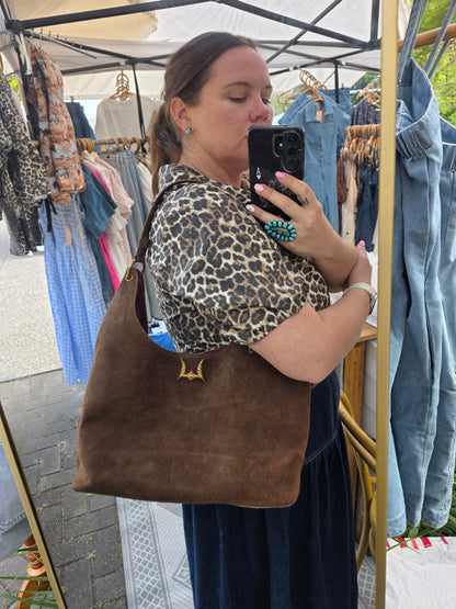 Cheyenne Suede Leather Shoulder Bag