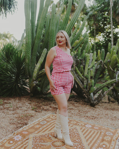 Red Gingham Crop